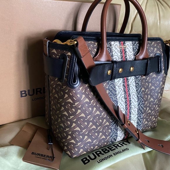 Burberry Handbags - SALE Burberry Belt Bag Satchel w/Strap Monogram Stripe E-canvas 2Way Leather COA